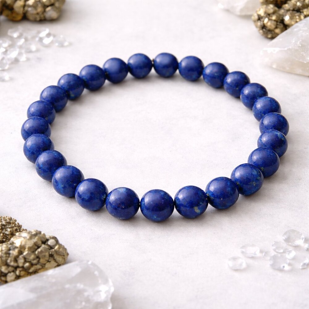 Blue Lapis Lazuli Beaded Bracelet 8MM | Crystal Healing Unisex Jewelry
